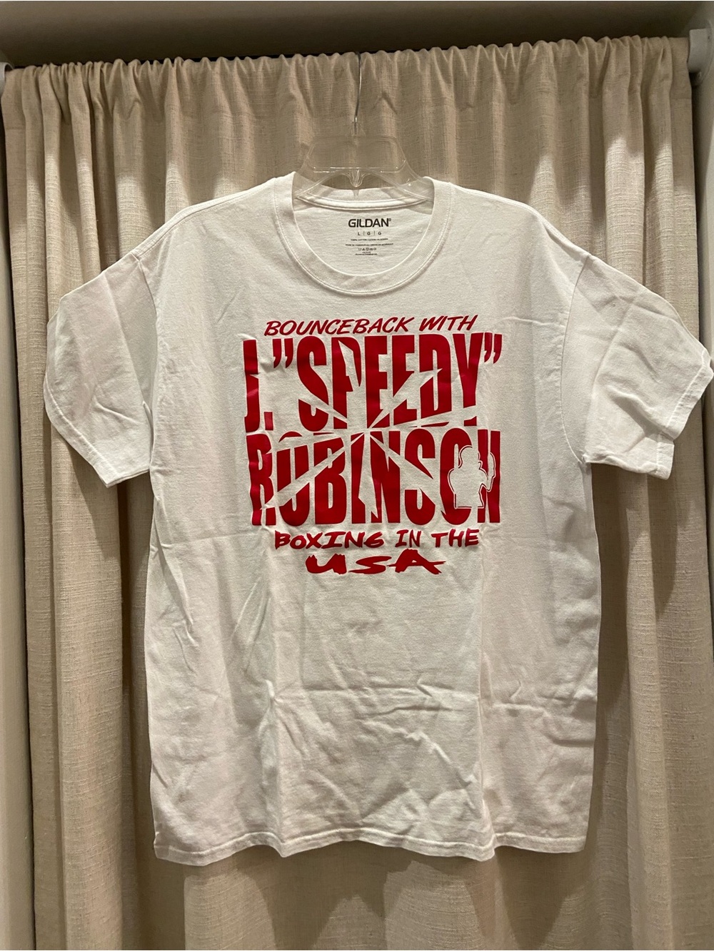 'J. "Speedy" Robinson' Graphic White Large 100% cotton Men’s Shirt